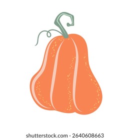 Hand drawn autumn pumpkin symbol. Autumn Vegetable harvest. Element for Halloween or Thanksgiving decorative design. Vector illustration.