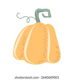 Hand drawn autumn pumpkin symbol. Autumn Vegetable harvest. Element for Halloween or Thanksgiving decorative design. Vector illustration.