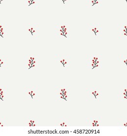 Hand drawn autumn seamless pattern made of berries. Wrapping paper. Abstract vector background. Floral illustration. Graphic style. Fall print. Doodle art elements. For printing onto fabric.