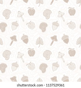 Hand Drawn autumn set Doodle pattern. Illustrations Drawing Vector Sketch for textile, print, postcard, text, invitation, poster, background, book, t-shirt, wallpaper