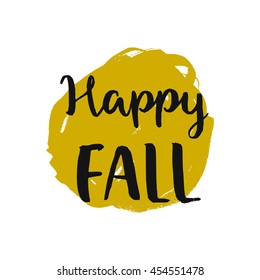 Hand drawn Autumn sign. Vector label with letters and brushstroke isolated on white background