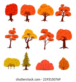 Hand drawn Autumn tree vector set collection
