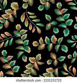 Hand drawn autumn tropical branch foliage background. Simple nature tropical leaves background. Vector design. Jungle print. Textiles and printing. Floral background. Exotic wallpaper. Summer design