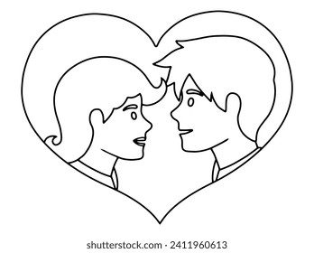 hand Drawn Avatar Character Romantic Male and Female