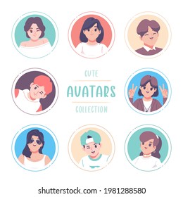 diseño de plantilla de colección de avatares dibujado a mano