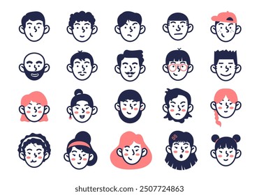 Hand Drawn Avatar Face Element Set