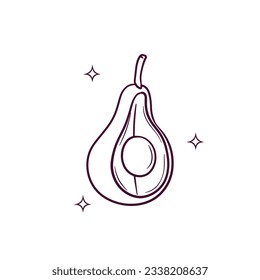 Hand Drawn Avocado. Doodle Vector Sketch Illustration