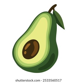 Aguacate dibujado a mano, Vector de diseño plano, Vector aislado, comida saludable, frutas y verduras.