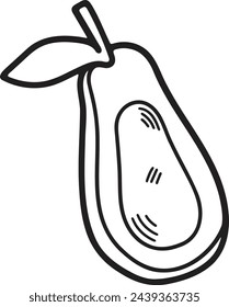 Hand Drawn avocado in flat style isolated on background