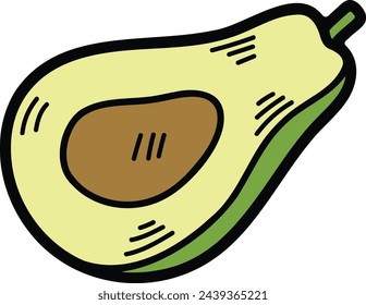 Hand gezeichnete Avocado im flachen Stil isoliert auf Hintergrund