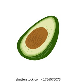 Hand drawn avocado isolated on a white background. Illustration in a simple flat style. It can be used for decoration of textile, paper and other surfaces.