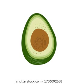 Hand drawn avocado isolated on a white background. Illustration in a simple flat style. It can be used for decoration of textile, paper and other surfaces.