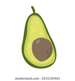 Dibujado a mano boceto de aguacate. Ilustración vectorial de medio corte fresco con núcleo. Elemento aislado sobre fondo blanco para el concepto de alimentos orgánicos