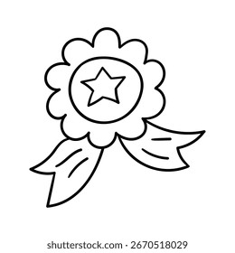 Hand drawn award ribbon element icon outline style vector illustration design