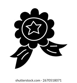 Hand drawn award ribbon element icon solid style vector illustration design