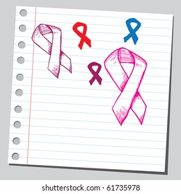Hand drawn awareness ribbons