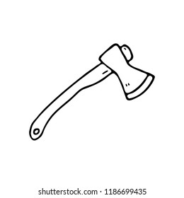 Hand drawn axe doodle icon. Hand drawn black sketch. Sign symbol. Decoration element. White background. Isolated. Flat design. Vector illustration.