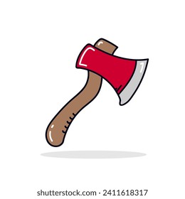 Hand drawn Axe doodle icon in flat style. Lumberjack vector illustration on white background.