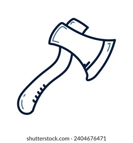 Hand drawn axe doodle line illustration. Axe doodle icon vector.