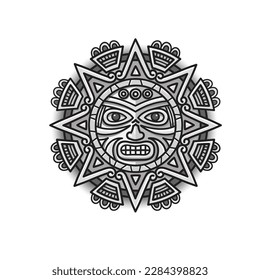 hand drawn Aztec sun ethnic symbol vector illustration