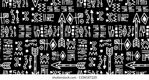 Hand drawn aztec tribal seamless pattern vector illustration ready for print