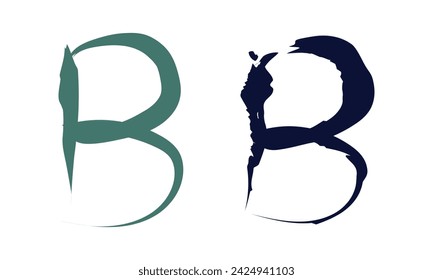 Hand drawn B letter in doodle scribble brush hand drawn style isolated on white background. For lettering, presentation, font, education, logo, signboard, branding, abc, alphabet.