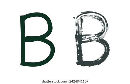 Hand drawn B letter in doodle scribble brush hand drawn style isolated on white background. For lettering, presentation, font, education, logo, signboard, branding, abc, alphabet.