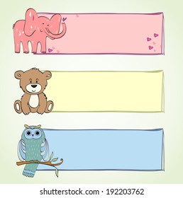 hand drawn baby banners with cute animals