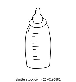 Hand drawn baby bottle vector illustration. Doodle bottle for babies