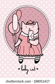 hand drawn baby cat