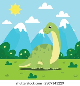 Hand drawn baby dinosaur. Baby dinosaur. Little dragon, lizard, dino animal. Childish funny cartoon character. Friendly fairy baby dinosaur. Cute adorable monster. Tale colorful comic dinosaur design.