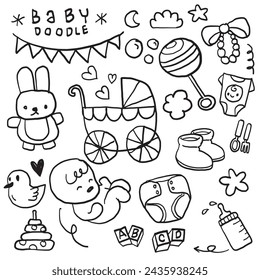 Hand Drawn Baby Doodles and Accessories Set
