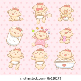 Hand drawn baby girl collection