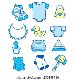 Hand drawn baby icon set