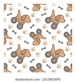 Hand drawn baby pattern with dog, seamless pattern for fabric, textile, wrapping paper, cover, banner, interior decor. Vector