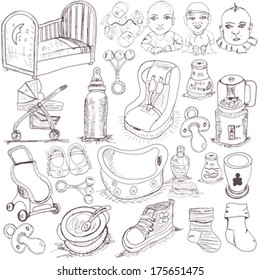 hand drawn baby set