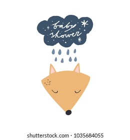 Hand drawn baby shower card. Cute fox face.
For clothes print, stickers and other. Decor elements for scrapbooking.
All elements isolated.