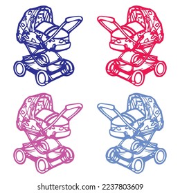 Hand Drawn Baby Stroller Vector Illustration
