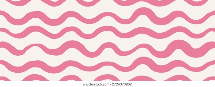 Dibujado a mano patrón ondulado bebé con ondas de color rosa y líneas juguetonas. Impresión inconsútil para la decoración, los textiles, el Fondo de pantalla, la tela, y el embalaje del regalo