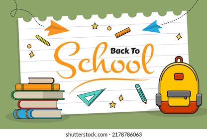 Hand Drawn Back To School Background with School Supplies