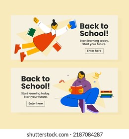 Hand drawn back to school banner collection.