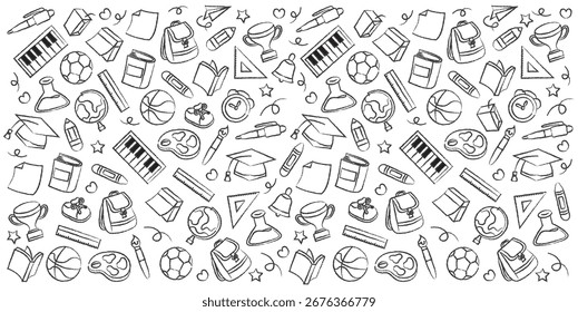Mão desenhada de volta para escola doodle esboço elemento vetor ilustração