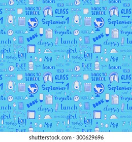 Hand drawn back to school doodle vector pattern. free hand style.
