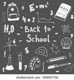 Hand drawn back to school doodle set.