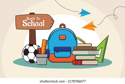 Hand Drawn Back To School Illustration with School Supplies