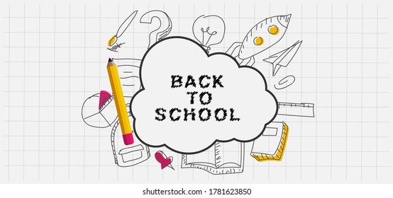 Hand drawn back to school on paper texture background vector