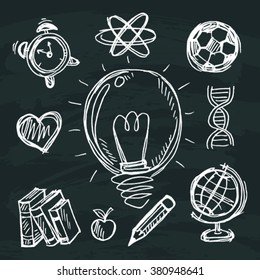 Hand drawn  of back to school on black board