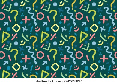 Hand drawn back to school pattern background. Funny pop abstract vector Doddles. Great for math, science and education concepts. Stationery seamless vector pattern.