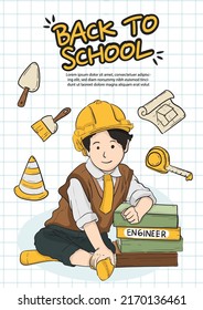 Hand drawn back to school play children illustration vector engineer