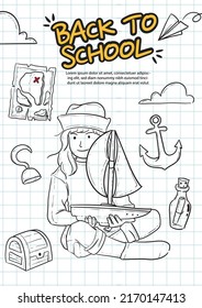 Hand Drawn Back To School Play Children Illustration Vector Sailor Pirate